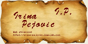 Irina Pejović vizit kartica